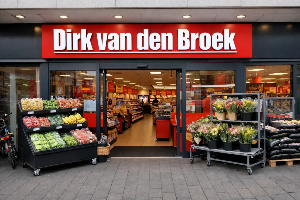 Ingang van Dirk van den Broek supermarkt in Weert