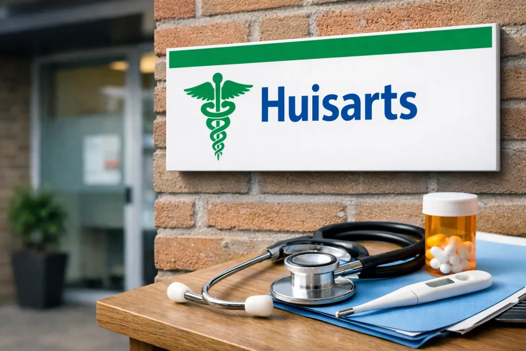 Gevel van een huisartsenpraktijk in Weert met praktijkbord bij de ingang.